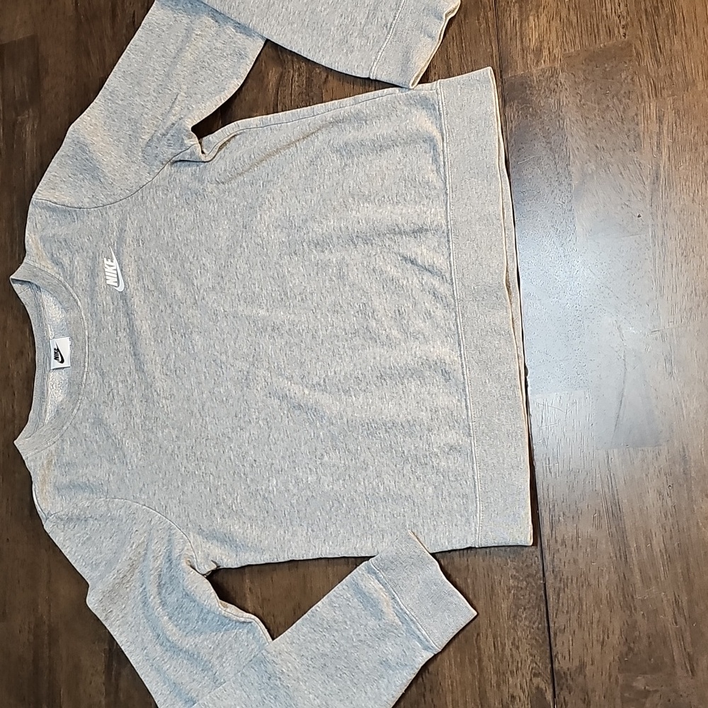 🤍 NIKE Youth Crewneck Sweatshirt XS Grey Logo Pullover